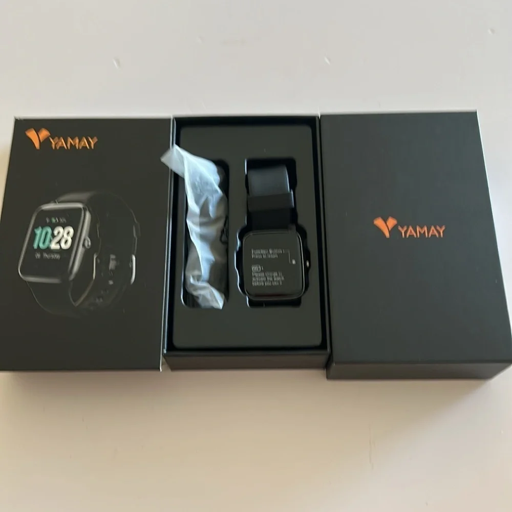 Black Smartwatch with Square Face and Active Display